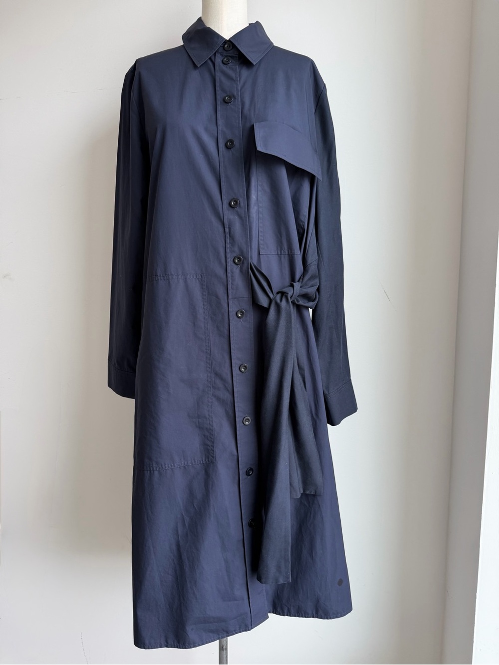 COS Navy Asymmetrical midi Shirt Dress sz
